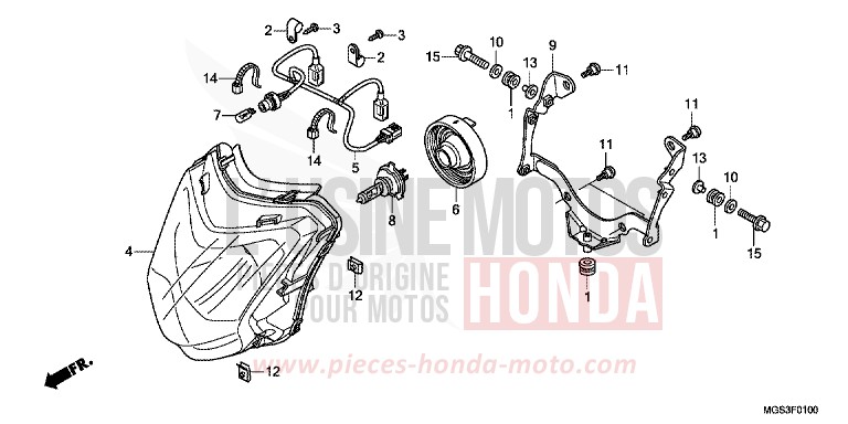 PROJECTEUR de NC700X Boîte Méca MAGNA RED (R201) 2012